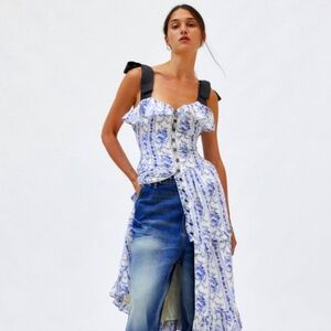 Urban Outfitters Kimchi Blue Kristin Button Front Drop Waist Midi Dress Size L